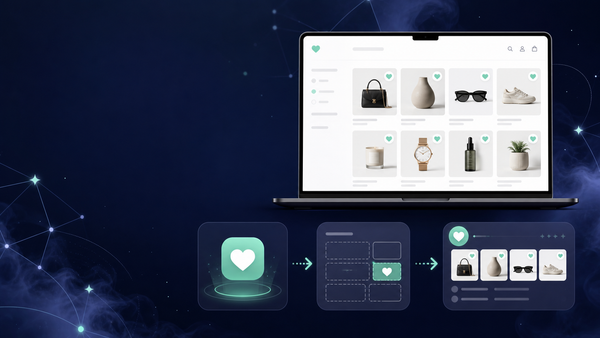 Shopify product grid connected to wishlist installation, theme placement and a finished list