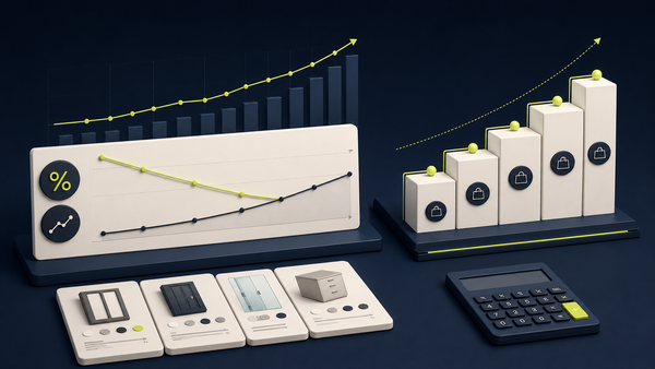 Percentage-based product configurator fees compared with fixed monthly plan pricing