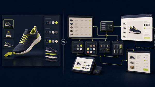 Visual product personalisation compared with structured product configuration workflows